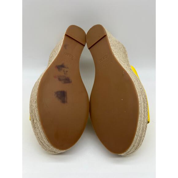 Kate Spade Tenley Espadrille Wedge Mule Sandal Yellow Leather S8311001 Size 7.5. - Picture 3 of 12